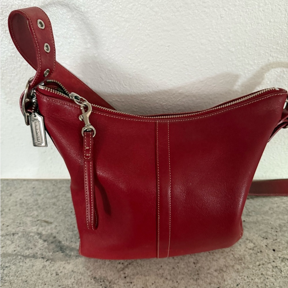 Coach Cherry Red Leather Shoulder Bag